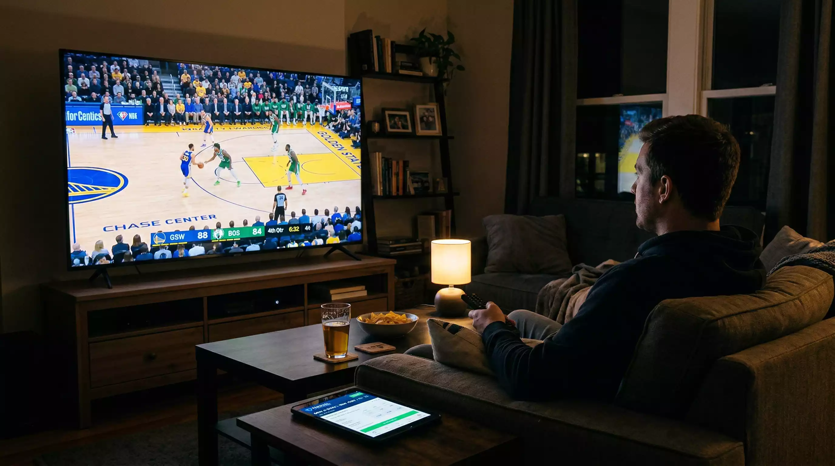 Seguimiento en directo de un partido NBA con cuotas de apuestas en vivo actualizándose en pantalla